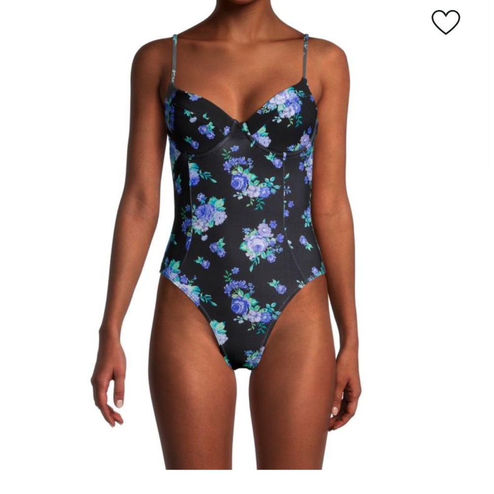 Floral Black Bathingsuit